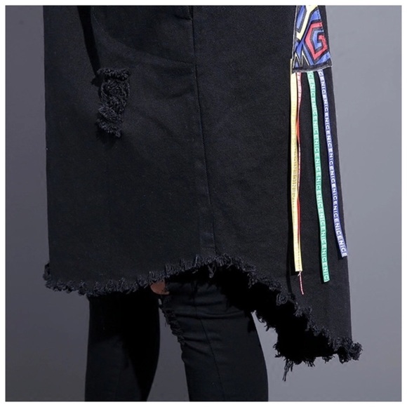 Black Graphic Back Denim Jacket - Picture 5 of 8